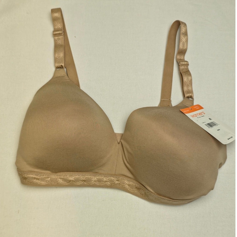 Warners Womens Cloud 9 Wireless Bra Tan 36D Lightly Lined Super Soft Comfort NWT